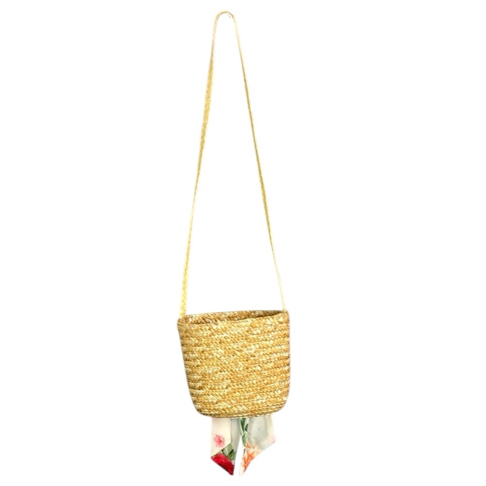 Floral Wheat Straw Crossbody Bag - Picture 5 of 9
